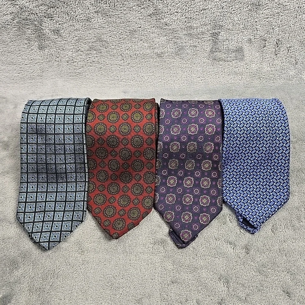 Lot Of‎ 4 Brooks Brothers Silk Tie Multicolor Geometric 3.75